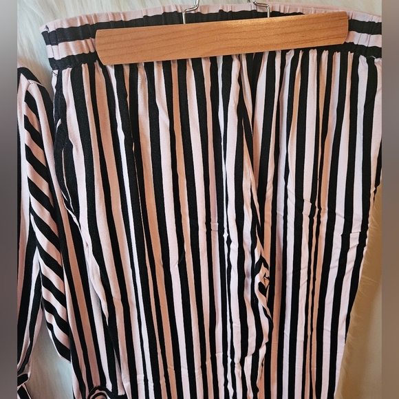 Tamara H. Black/Pink Striped Belted Pajama Set - Picture 8 of 9